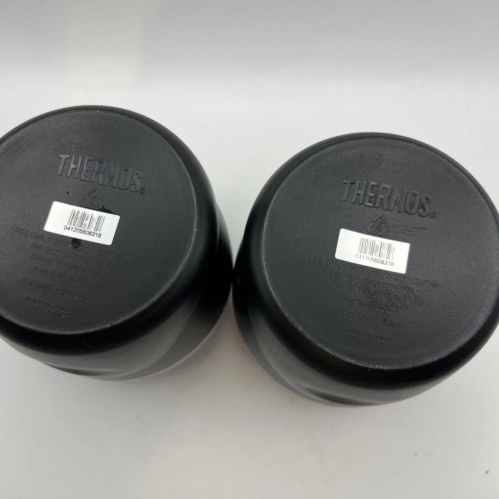McDonald's Thermos Food Jars w/ Spoons 1 New 1 Used Black Insulated Swag